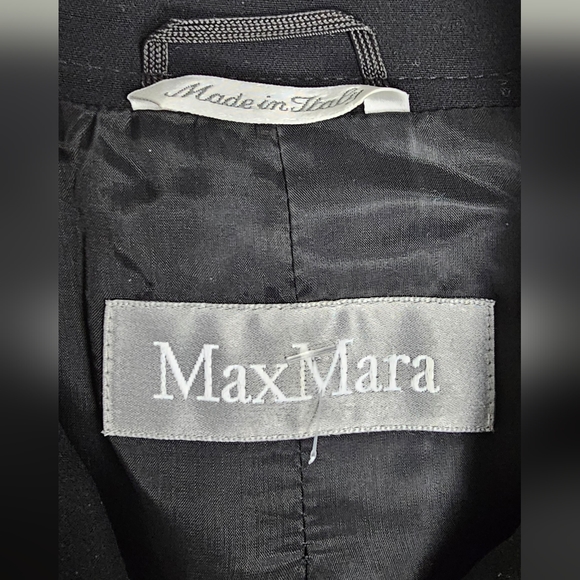 Max Mara Double Breasted  Black Blazer Jacket Wool Blend Size 12 Made In Italy - Picture 12 of 13